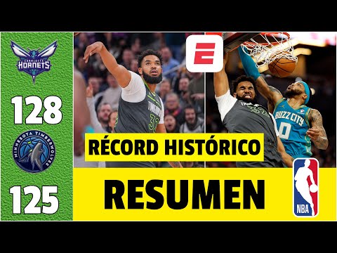 RÉCORD DE PUNTOS de Karl-Anthony Towns - Minnesota Timberwolves vs Charlotte Hornets | RESUMEN | NBA