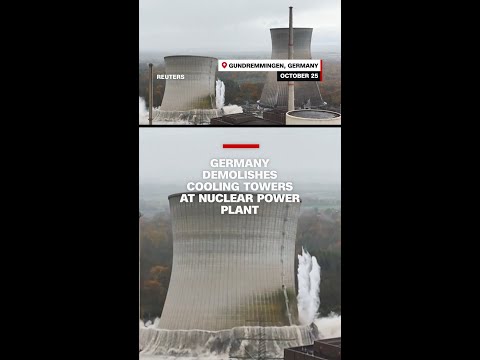 Germany demolishes cooling towers at nuclear power plant