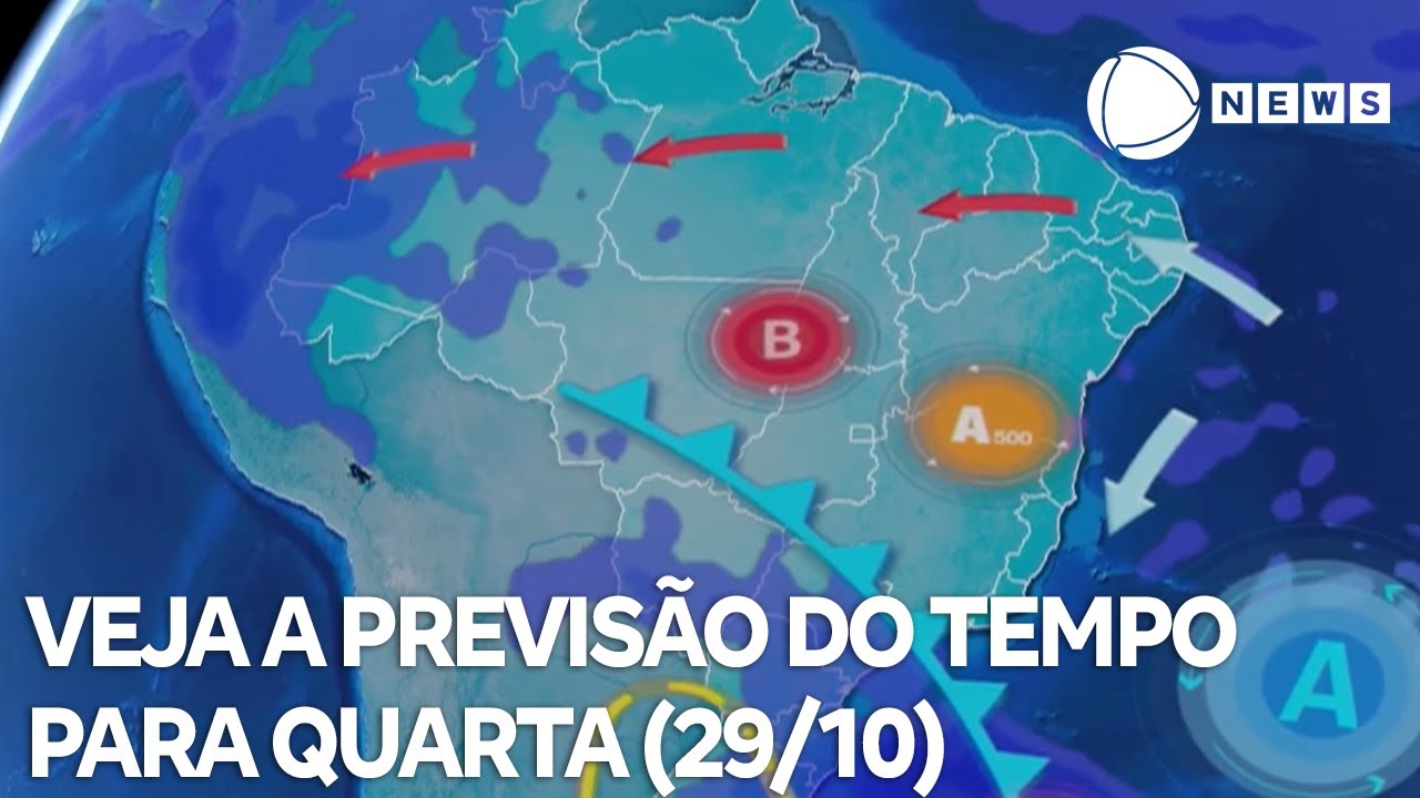 Veja a previsão do tempo para quarta 2910  TV Online Veja a previsão do tempo para quarta 2910