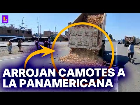 Huelga de camoteros en Cañete: Arrojan sus productos a Panamericana Sur para protestar por precios