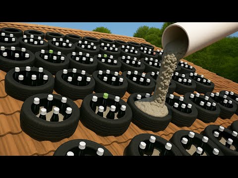 Very few people know about this great invention! 9 free ideas from empty bottles + cement/ old tires