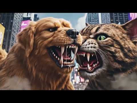 Kaiju Cat vs Kaiju Golden: Epic NYC Battle (4K Hyper-Realistic)