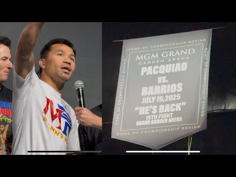 MANNY PACQUIAO GETS “JERSEY” HUNG IN MGM RAFTERS; FIRST FIGHTER WITH A BANNER AT MECCA OF BOXING