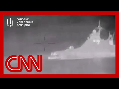 Video shows what Ukraine claims is drone strike that sunk Russian patrol ship