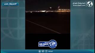 لحظة احتراق محرك طائرة قبل الاقلاع