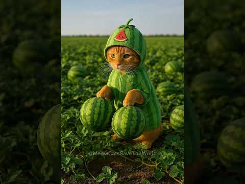 Cat Harvests Juicy Watermelons 🍉🐱 | Cats Save the World | Funny & Cute Cat Shorts