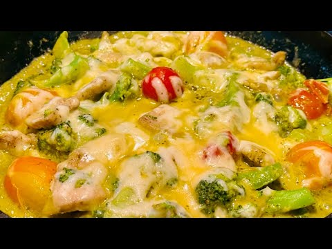 PESTO CHICKEN SKILLET  | QUICK AND EASY NO CARB RECIPE 