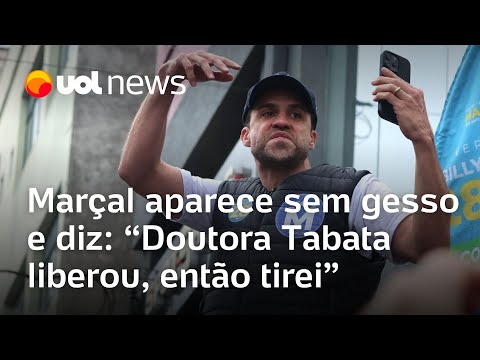 Marçal tira gesso do braço após Tabata dizer que era 'cenográfico' em debate da Globo