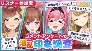 【参加型】📋️1番◯◯な人は誰！？酒乱印象調査【#酒乱雀士4人組】