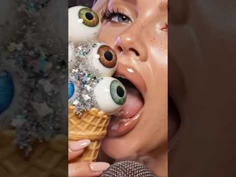 EYE ICE CREAM 🍦 #aiasmr #mukbang #eating #aigenerated #satisfying #halloweenasmr #halloween
