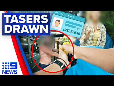 Police officers draw tasers on Gold Coast family over traffic offence | 9 News Australia