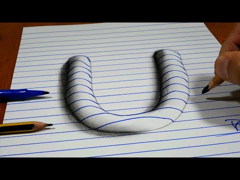 3D Trick Art On Line Paper, Round Letter U