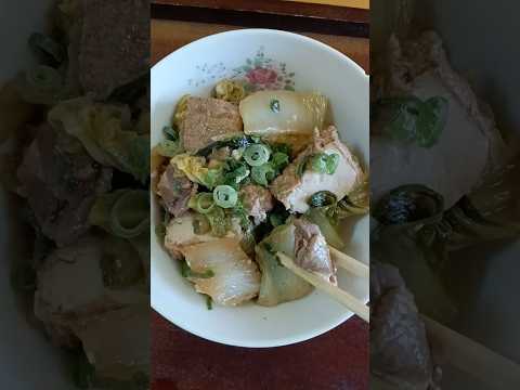 白菜と厚揚げ、コマ切れのオイスターソースで簡単調理でした