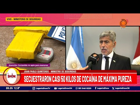 Policía secuestró 50 Kg de cocaína de máxima pureza en Córdoba - Ministro de seguridad