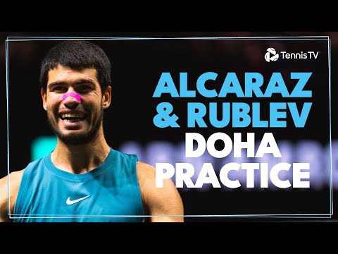 Carlos Alcaraz & Andrey Rublev Court-Level Practice Highlights | Doha 2025