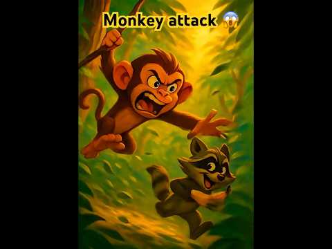 Melo Tried to Catch Raccoon  But Watch What Happens! 😱💥 #monkey #cartoon #animation #funny #shorts