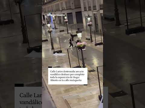 Destrozan la calle Larios de Málaga: un grupo de jóvenes deshace toda la exposición de Hogar Abierto