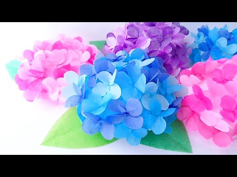 【簡単】お花紙で作る✨あじさい💐【壁面飾り】折り紙✨6月の飾り How to make paper hydrangea.Paper flower.