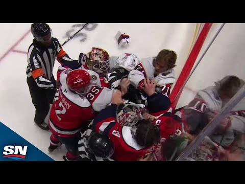 Senators Linus Ullmark Goes Length Of The Ice Attempting To Fight Charlie Lindgren