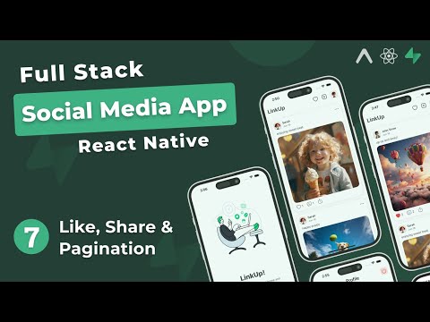 Build Full Stack Social Media App in React Native #7 - Like, Share & Pagination