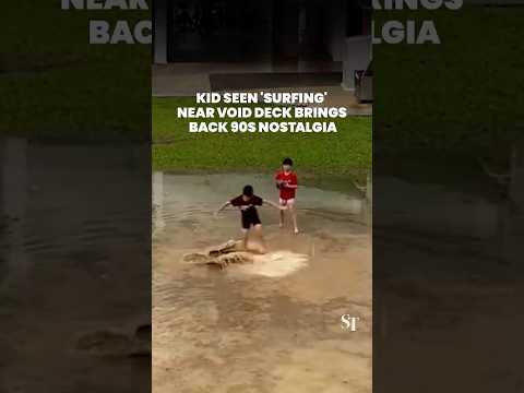 Kid seen 'surfing' near void deck brings back 90s nostalgia