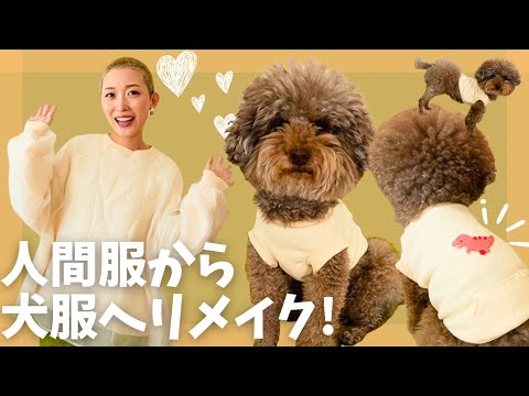 【DIY】人間の服を犬の服にリメイク🐶🧡【型紙作り・ハンドメイド】