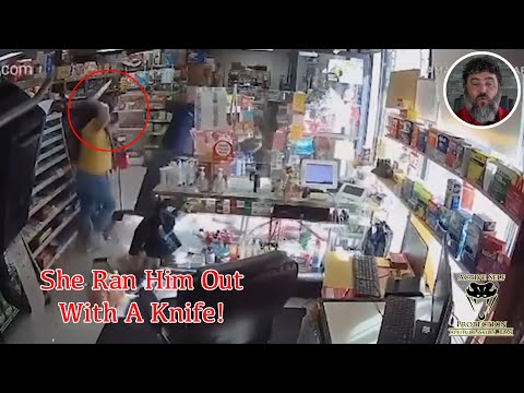 Woman Takes Perp's Knife From Him And Runs Him Out Of The Store