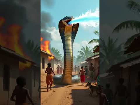 A huge cobra snake enters the village and the villagers start running away in fear 😭😨😨😨#ai #music