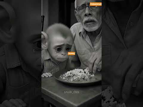 small baby monkey emotional😭old man food story❤️