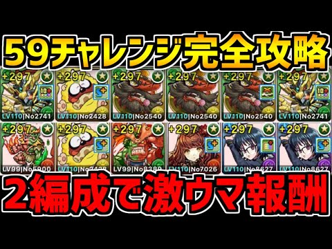 59チャレンジを2編成で完全攻略！編成難易度低め！報酬激ウマです！【パズドラ】