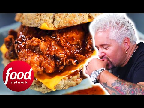 “DYNAMITE!” Guy Is Amazed By Beach Bar’s Honey-Butter Chicken Biscuit | Diners, Drive-Ins & Dives