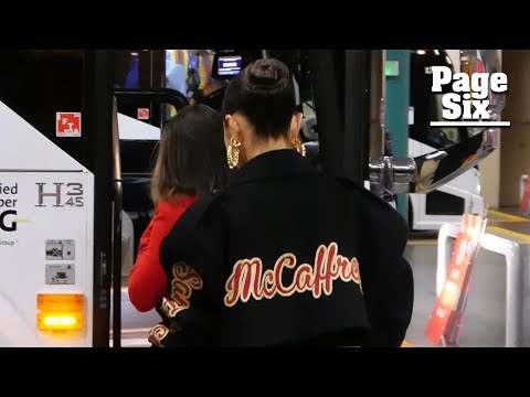 Olivia Culpo wears custom coat to cheer on Christian McCaffrey and the 49ers at Super Bowl 2024