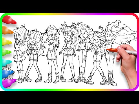 EQUESTRIA GIRLS Coloring Pages - Legend of Everfree / How to color My Little Pony. Easy Drawing