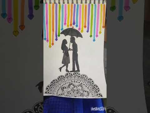 Love is in the rain😍☔Day 60/100 #trending #shorts #beersong #diesel #love #mandala #coupleart#couple