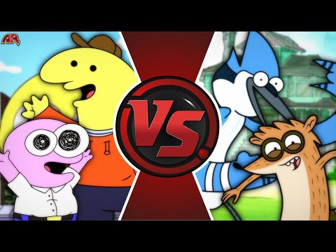 Smiling Friends VS Regular Show! (Charlie and Pim vs Mordecai and Rigby) Fight Animation!