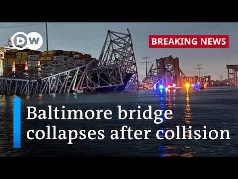 'Mass casualty event' as bridge hit by ship collapses into river in Baltimore | DW News