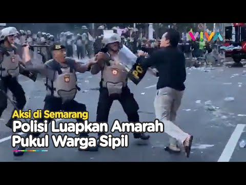 Semarang Chaos, Sejumlah Polisi Pukuli Sipil Hingga Tembak Water Cannon