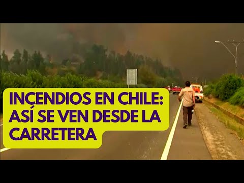 INCENDIOS FORESTALES EN CHILE 2023: Así se ven desde la carretera del Biobío.