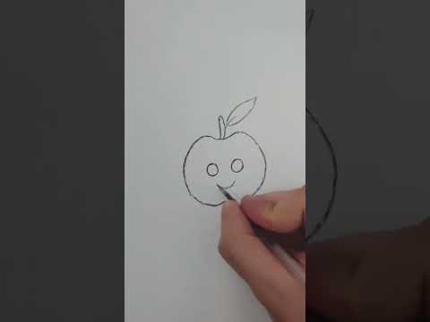 رسم سهل ولطيف _رسم تفاحة Dessin facile et mignon d'une pomme