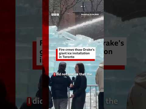 İtfaiye ekipleri Drake'in Toronto'daki dev buz heykelini çözdü. #BBCNews