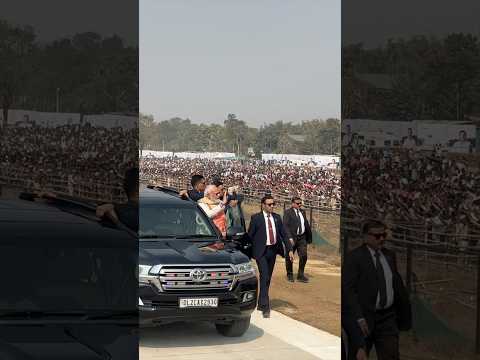 A massive gathering welcomes PM Modi in Dibrugarh, Assam