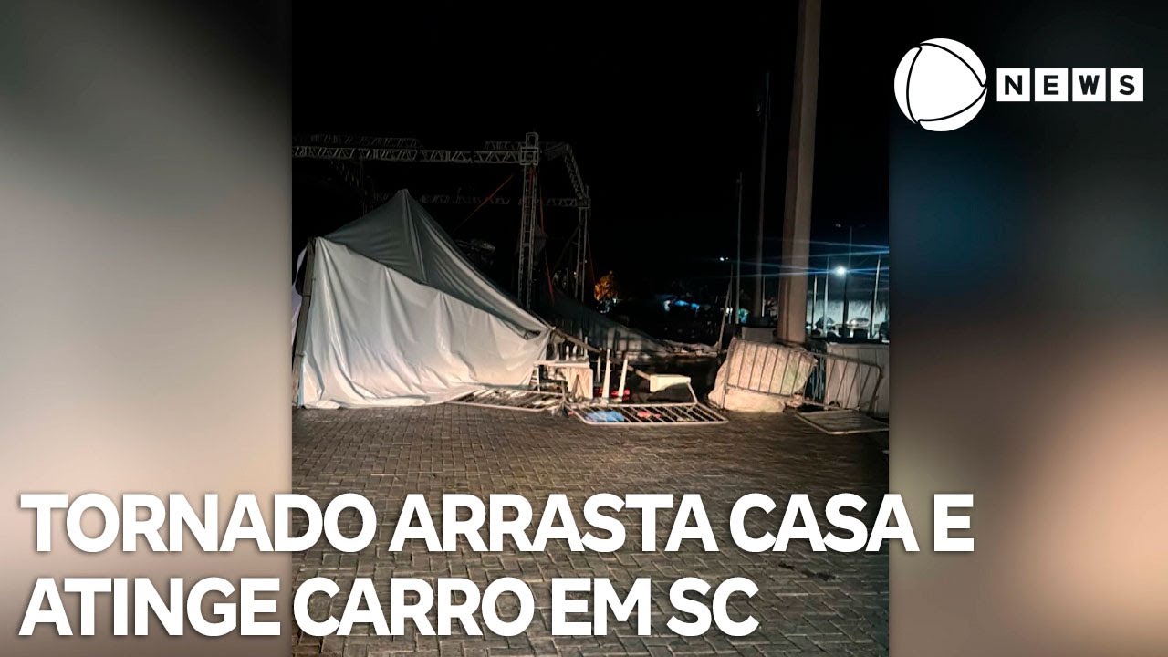 Tornado arrasta casa e atinge carro em Santa Catarina