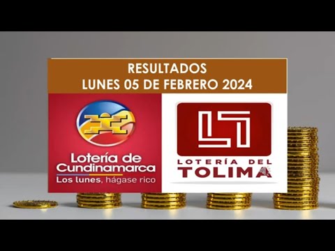 RESULTADOS DE LA LOTERÍA DE CUNDINAMARCA y TOLIMA Hoy Lunes 5 feb 2024