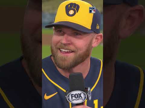 Wait until you hear why he came back 🤣 #mlbplayoffs #NLCS #brewers #JakeBauers #baseball