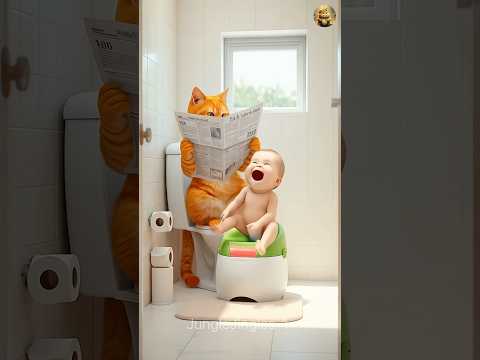 Who fart ? 🤔 Baby or Cat 😹 #cutecat #baby #funny #animation #cartoon @catsmeowstory@Cat