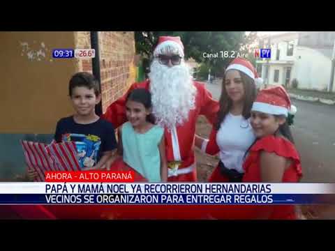 Papa Noel y mamá Noel recorren por Hernandarias