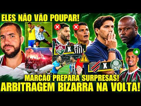 Fluminense considera poupança de jogadores contra Santos; Palmeiras escala titulares contra Atlético Paranaense e polêmica com árbitro uruguaio marca próximo confronto