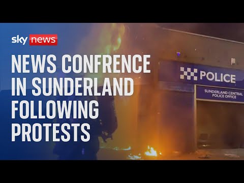 Watch live: Sunderland news confrence following violent protests overnight