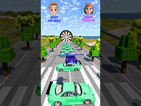 Girls Flying Car Vs Boys Pit-Bike  | Beamngdrive #shorts #beamngdrive