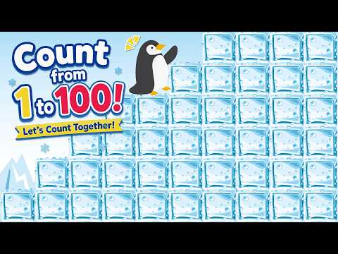 Count 1 to 100 with a Penguin! Video for Kids 【すうじ1〜100】氷の数をかぞえてみよう!英語知育アニメ